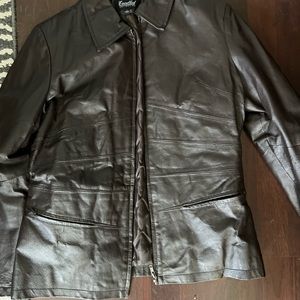 Excelled Collection Women's 100% Leather Jacket Size L Dark Brown Large Coat